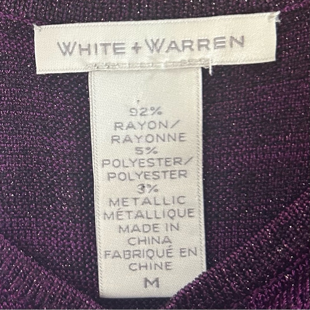 White & Warren Metallic Colorblock Tunic Tank Top Purple Bronze Black Knit Sz M - Picture 4 of 6